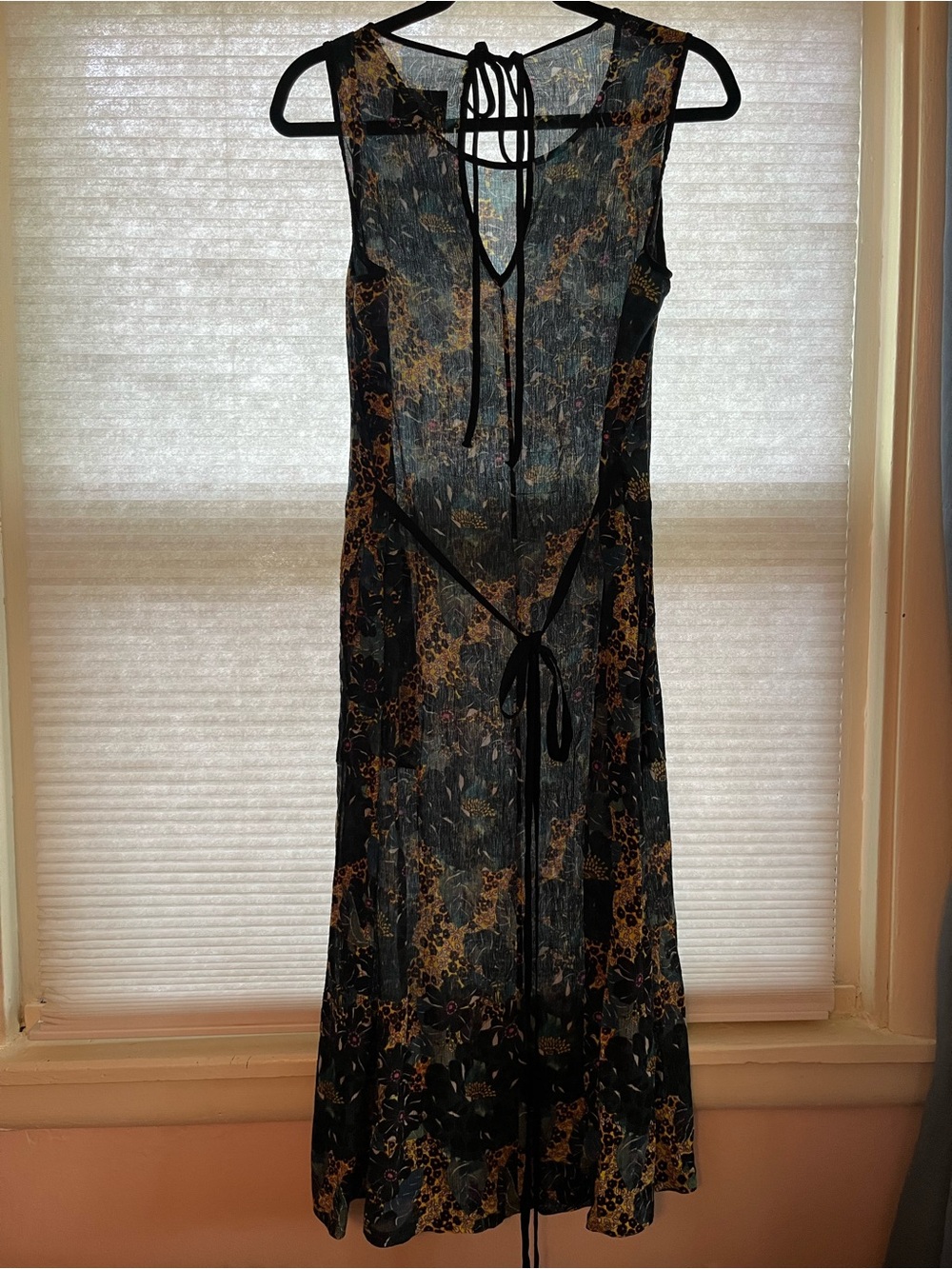 Barneys New York Black Midi Dress with Gold Floral Print - Picture 2 of 6